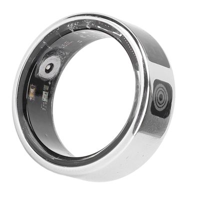 Smart Rings Fitness Tracker, Silver IP68 Water Proof Touch Screen Smart Rings Exercise Redord Steps with Charging Bay for Men Women (Size 9)
