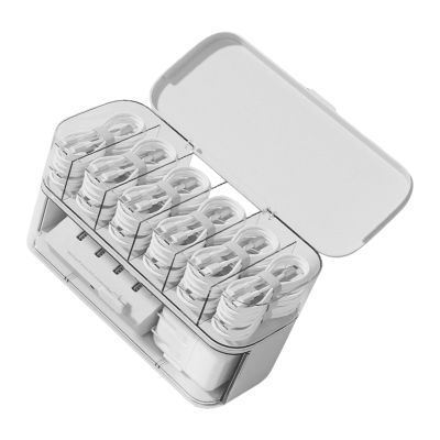 WEISUYUUS Desktop Cable Storage Box 10 Compartments High Capacity Clear Organizers Portable Accessory for Home Office Desk