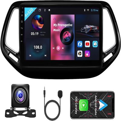 10.2 Inch Car Stereo Radio for Jeep Compass 2017-2020 Touchscreen with Wireless CarPlay Android Auto,[4GRAM 32GROM] Android 13 Player Radio with Bluetooth,5GWiFi,SWC,Mirror Link, GPS