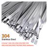 100 PCS Stainless Steel Cable Ties, Reusable Self-Locking Multi-Purpose Metal Cable Organizers(4.6x400mm) view 2