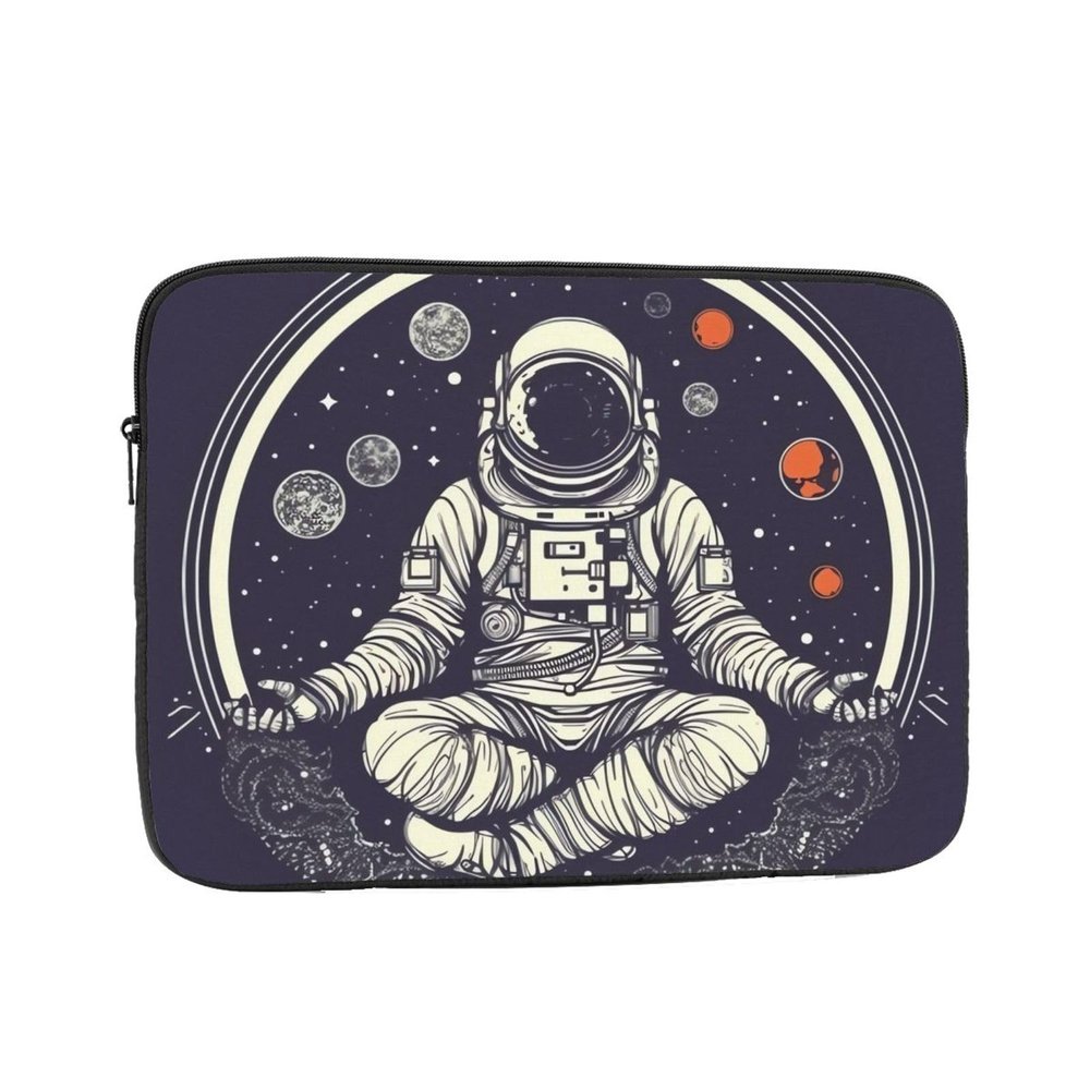 10 Inch Laptop Sleeve Bag Waterproof Shockproof Laptop Case Bag Astronaut Sitting in Yoga Chakra Computer Skin Bags Lightweight Tablet Carrying Case