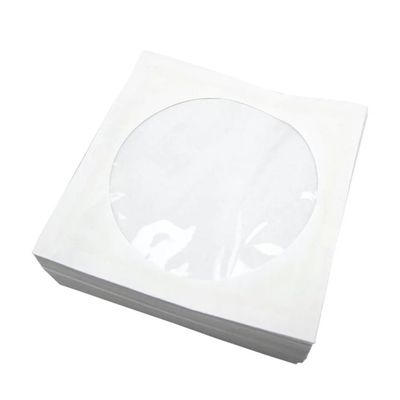 KALLORY 100 Pcs CD DVD Storage Bags Portable Paper Cases for Home and Travel White Self-Sealing CD Wallet Window for Easy Access and Organization