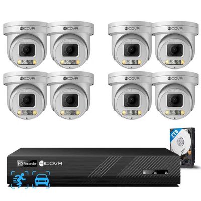 4COVR PoE PTZ Security Camera System 8 Channel 4K, 8X 8MP IP PTZ Camera Two Way Audio, 280 Pan 90 Tilt 5X Optical Zoom, Smart Color Night Vision, Human Vehicle Detection, NVR 2TB HDD, LY5XCP8M0808