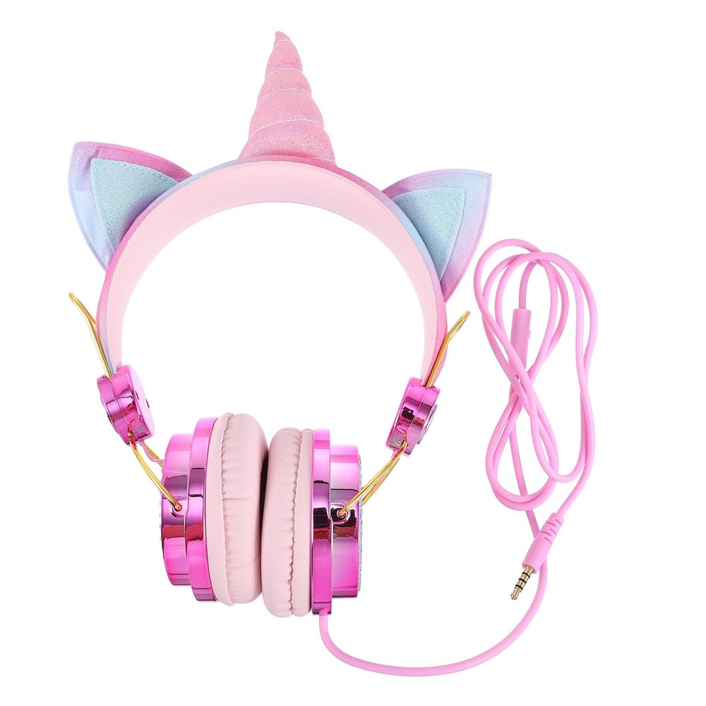 DOITOOL Adorable Over Ear Headset Boy Girl Headset Unicorn Horn and Cat Ears Headphones for Boys and Girls and Adults