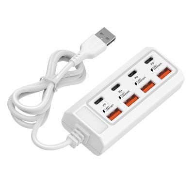 8 Port USB Extension Adapter with 4 USB and 4 Type C Adapter for Efficient Device Charging Tablet Laptop Mobile Phones
