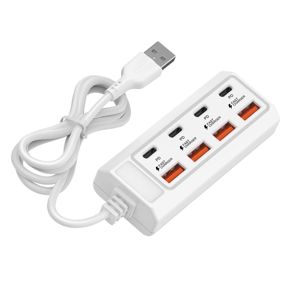 8 Port USB Extension Adapter with 4 USB and 4 Type C Adapter for Efficient Device Charging Tablet Laptop Mobile Phones