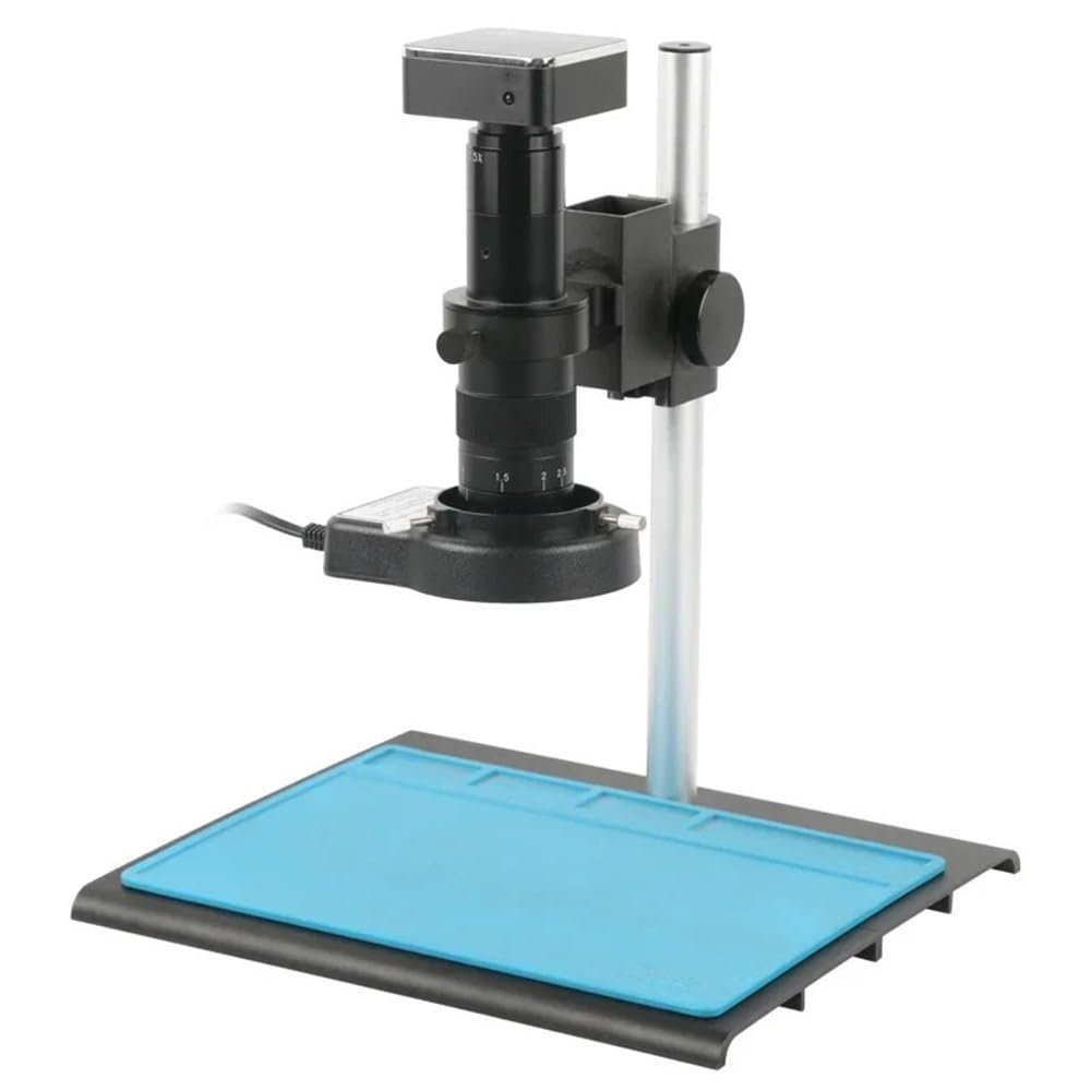 Lab Microscope Accessories 48MP 4K 2K Digital HDMI USB Microscope Touch Panel Camera 180X 200X 300X 500X C Mount Lens LED Light for Phone Repair Soldering(Blue,180X)