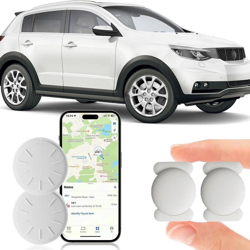ZITTZ GPS Car Tracker,Tracker Device for Vehicles Work with Apple Find My(iOS Only),No Monthly Fee GPS Tracker,Car Tracker Device Hidden with Magnetic Case-White,2PCS