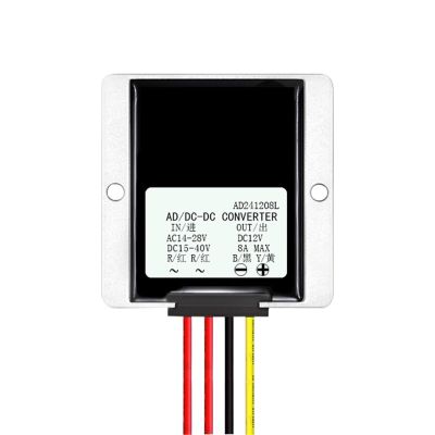 ZKRZCGXZ 24VAC to 12VDC 8A10A Converter 24V AC 14-28V DC 15-40V to DC 12V Car Power Regulator Module for CCTV Monitoring(AC24V to DC12V8A)