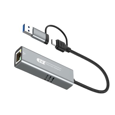 Aluminum USB Type C to RJ45 Networking Adapter 5Gbps Aluminum Case for Efficient Data Transfer