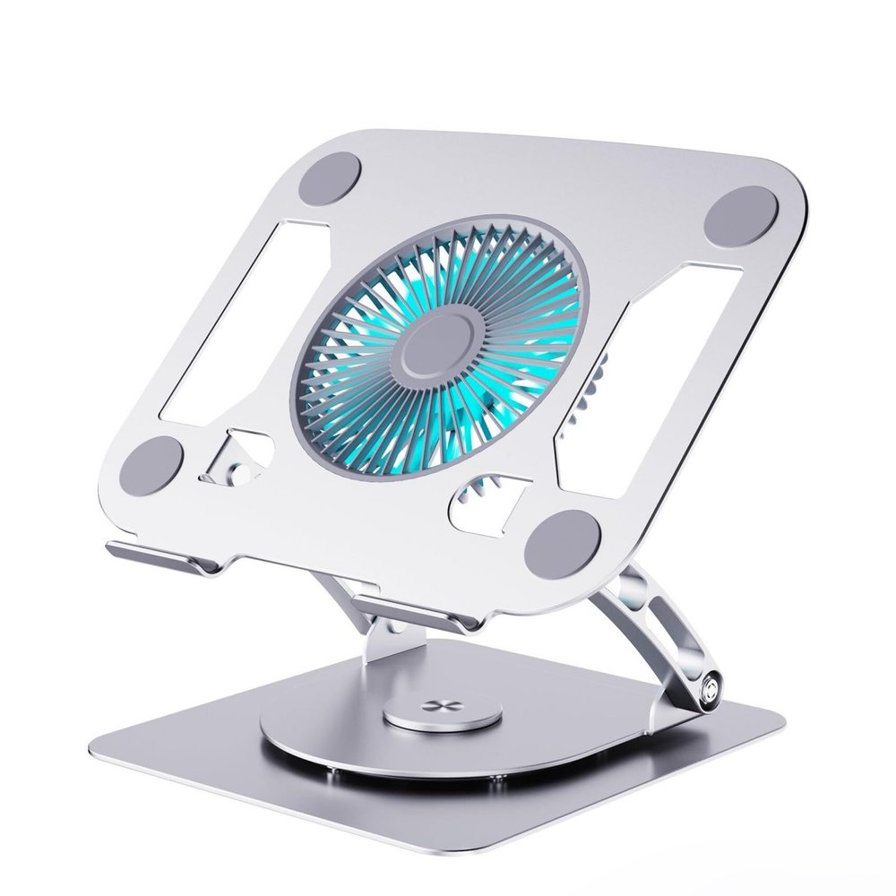 360 Degree Swivels Laptop Stand with Builts in Cooling Fan and Blue Light for Devices Up to 15.9 Inches