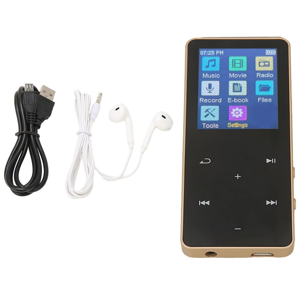 Mtlavishness MP3 MP4 Player with 1.8 Inch Touch Screen Bluetooth 5.0 HiFi Lossless Sound Quality for Sports Enthusiasts Offers 8GB Memory Expandable Up to 128GB and 30 Hours (Gold)