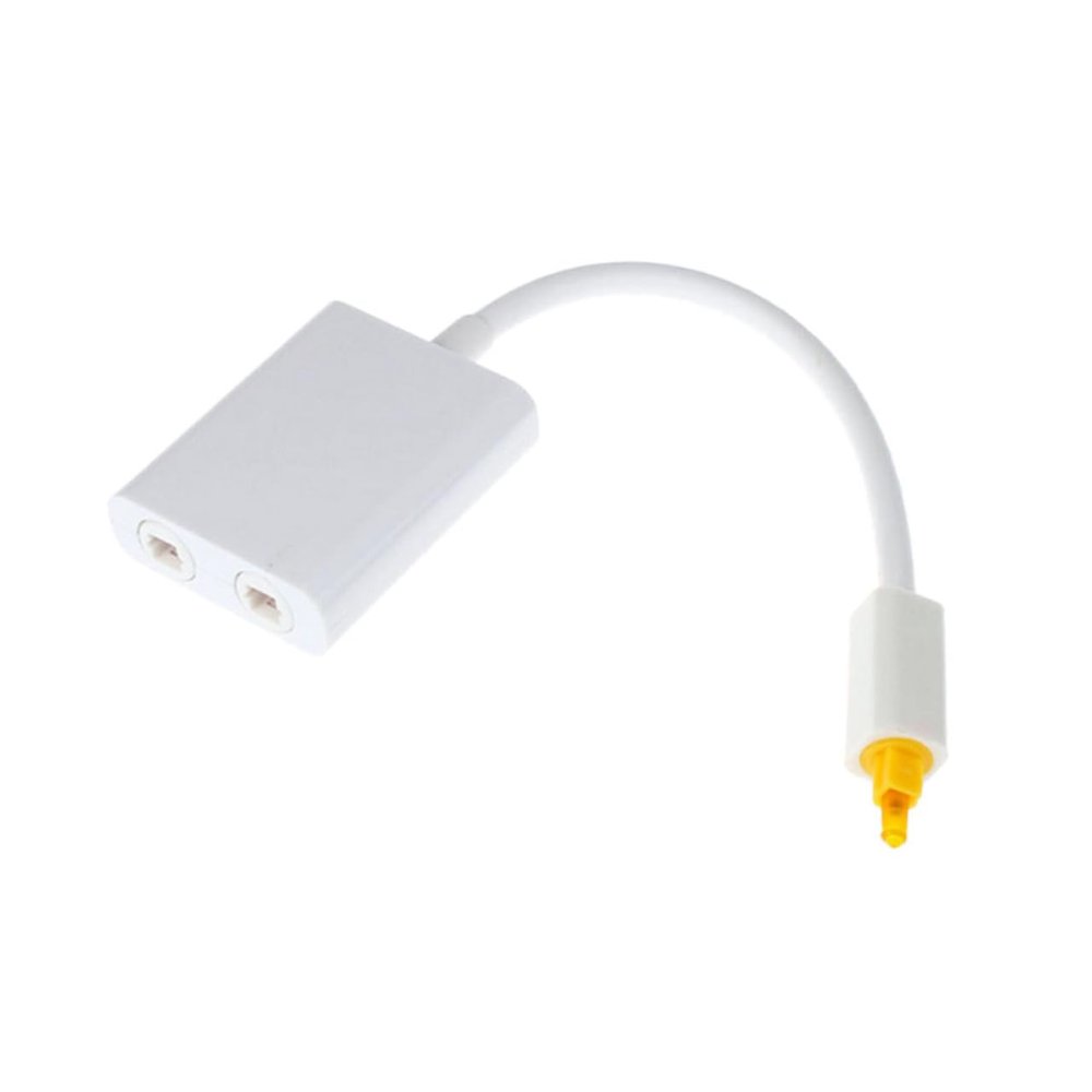 Angoily Digital Optical Audio Splitter Adapter White Plated Terminals Non Magnetic Shell Distributes One Input to Two Outputs Compatible with Soundbars Tvs Headphones