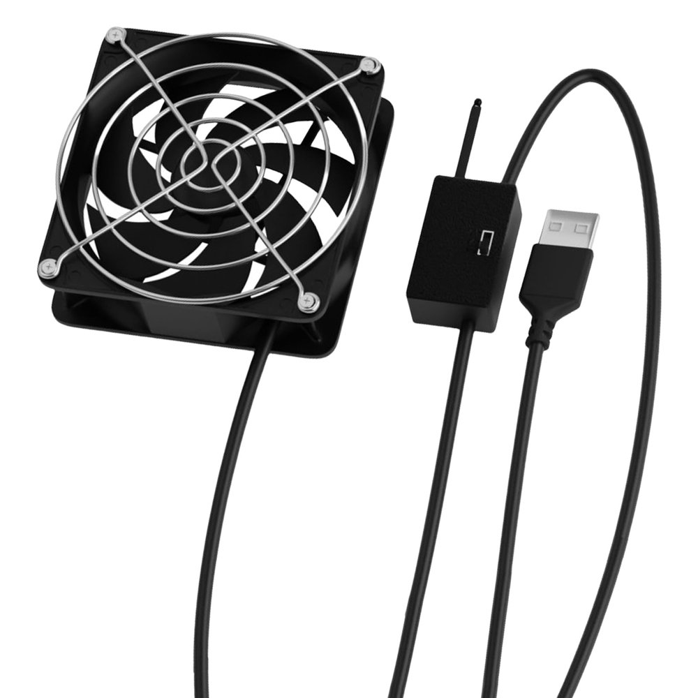 Automatic Temperature Sensing USB Cooling Fan 8cm 3 Speed Adjustable Thermostat for Router Game Console Heat Reduction