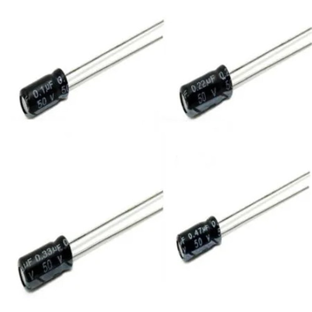 1000 Pcs 50V0.1UF 50V0.22UF 50V0.33UF 50V0.47UF Aluminum Electrolytic Capacitor 0.1UF 0.22UF 0.33UF 0.47UF 4 * 7MM 5 * 11MM(50V0.47UF)
