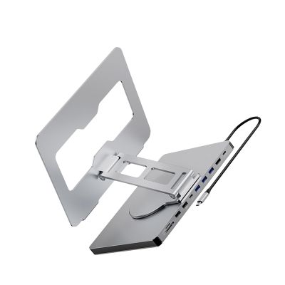 10 Port Laptop Docking Station with 360 Degree Rotate Base and Comprehensive Device Protections Aluminum Alloy