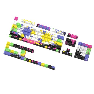 130Key Keycap Original Height Side Engraved Translucent Keycaps Heat Sublimated for Mechanical Keyboards