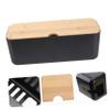 ABS Cable Management Box with Wooden Cover Cord Organizer for Household Use Power Strip Storage Container Sturdy Design for Tidy Spaces view 2