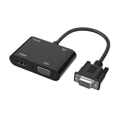 LINGQE to +HDMI-Compatible Adapter Splitter with 3.5Mm Video Converter Support Display for PC Projector TV Multi-Port