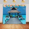 10X8ft Beach Backdrop Summer Indonesia Boardwalk Seaside Veranda Bridge Pavilion for Photography Vacation Background Party Supplies Studio Props view 1