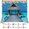 10X8ft Beach Backdrop Summer Indonesia Boardwalk Seaside Veranda Bridge Pavilion for Photography Vacation Background Party Supplies Studio Props view 2
