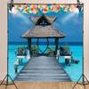 10X8ft Beach Backdrop Summer Indonesia Boardwalk Seaside Veranda Bridge Pavilion for Photography Vacation Background Party Supplies Studio Props view 3