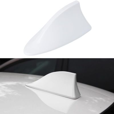 Universal Car Shark Fin Antenna, White, Decorative Roof Mount