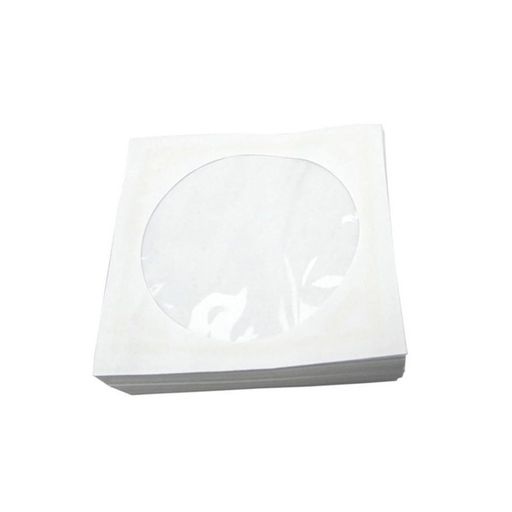 DIYEAH 100 Pcs CD Paper Bags with Transparent Window Dvd Storage Holders for Organizing Discs at for Movies and Music