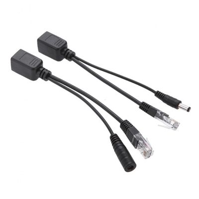 balacoo 2PCS POE Cable Adapter Splitter for Security Cameras Full Copper Connection Black Compatible IEEE Standards Easy Installation