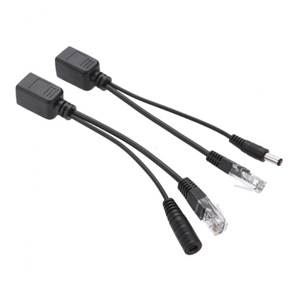 balacoo 2PCS POE Cable Adapter Splitter for Security Cameras Full Copper Connection Black Compatible IEEE Standards Easy Installation