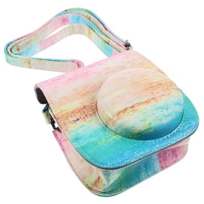 NUOBESTY PU Leather Instant Camera Bag Case for Mini Shoulder Strap Lightweight Portable Protective Design Against Scratches Fashionable Rainbow Style