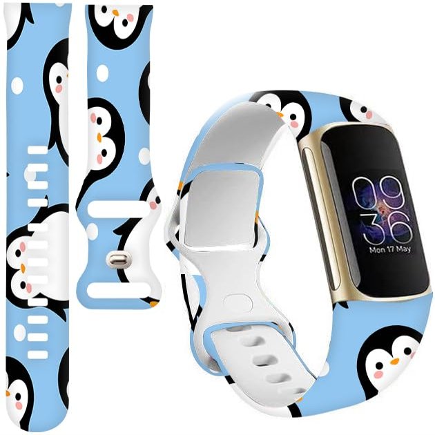 BOSPFJG Sport Bands Compatible with Charge 6 /Charge 5 for Women Men,Soft Waterproof Replacement Straps Wristbands for Charge Advanced Fitness Tracker(Cute Cartoon Penguin)
