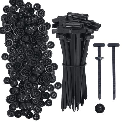200PCS Nylon Universal Cable Tie Buckle  Heavy Duty Self-Locking Zip Ties Holder with Pin & Button Design, Plastic Cable (200)