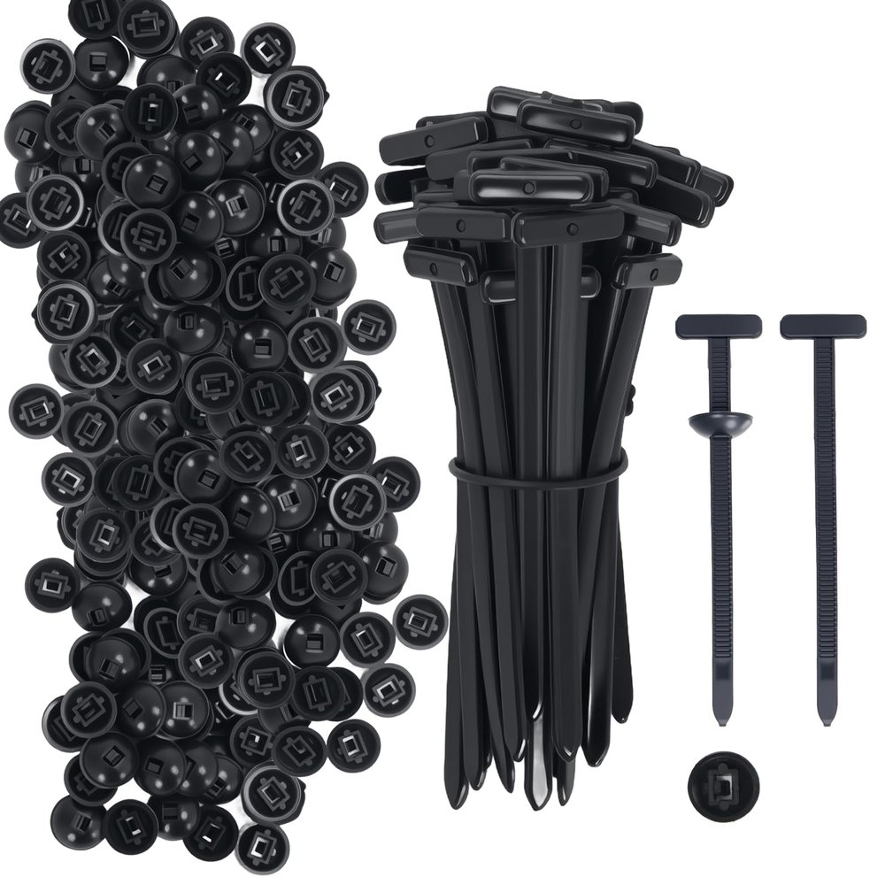 200PCS Nylon Universal Cable Tie Buckle Heavy Duty Self-Locking Zip Ties Holder with Pin & Button Design, Plastic Cable (200)