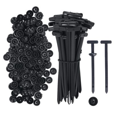 200PCS Nylon Universal Cable Tie Buckle  Heavy Duty Self-Locking Zip Ties Holder with Pin & Button Design, Plastic Cable (150)