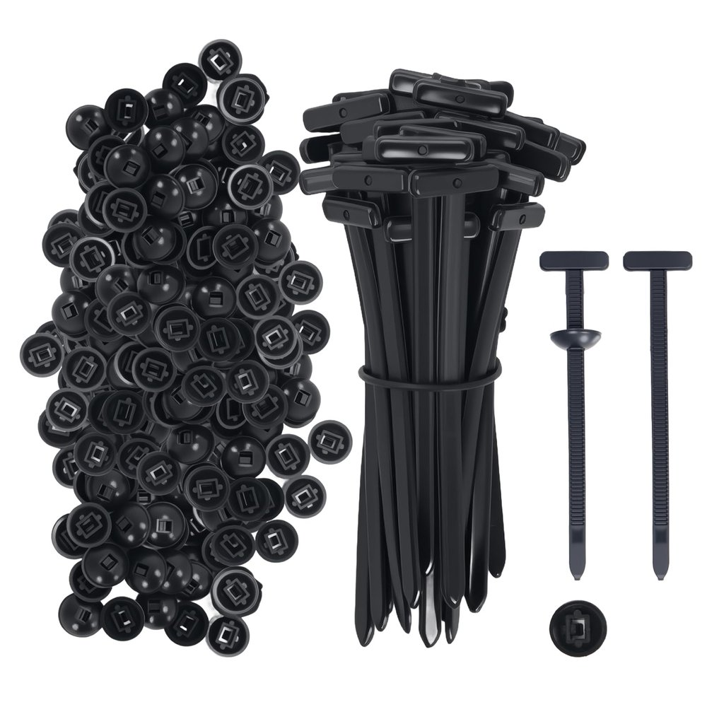 200PCS Nylon Universal Cable Tie Buckle Heavy Duty Self-Locking Zip Ties Holder with Pin & Button Design, Plastic Cable (150)