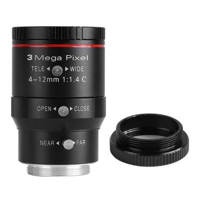 4 12mm 3MP 1/2in CCTV HD Manual Zoom Aperture Security Camera Lens C Mount, Compatibility, Center and Aperture, Low Distortion, Compatibility for Zoom Security Cameras