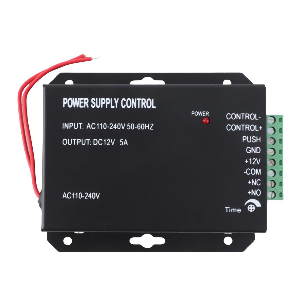 12V 5A Access Control Supply, Black Metal, 100 260V Wide Input Voltage, Short Circuit, Unlocking Time 0 15s, for Electric Locks and Unlocking