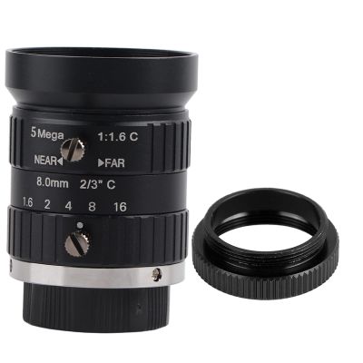 5MP HD Manual Iris Camera Lens 8mm Central Length C Mount for Security Low Distortion Compatibility
