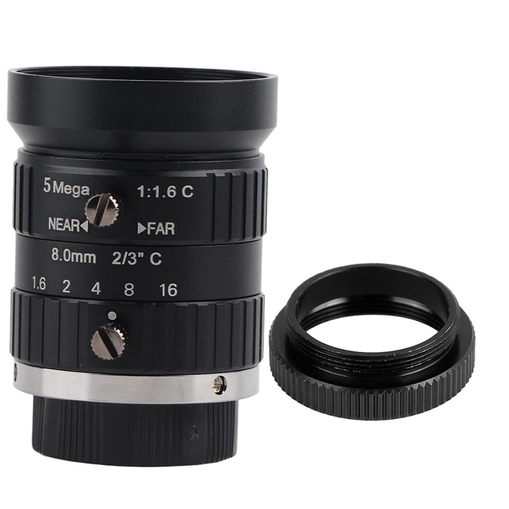 5MP HD Manual Iris Camera Lens 8mm Central Length C Mount for Security Low Distortion Compatibility