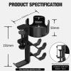 Desktop Gaming Accessories Stand, 3-in-1 Holder for Cup, Headphone and Controller, 20 lb Capacity (Black) view 2
