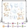 10X8ft Baby Shower Backdrop Baby in Bloom Banner Decorations for Boys Blue Background Party Cake Table Decoration Banner Photo Booth Props view 2
