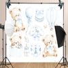 10X8ft Baby Shower Backdrop Baby in Bloom Banner Decorations for Boys Blue Background Party Cake Table Decoration Banner Photo Booth Props view 3