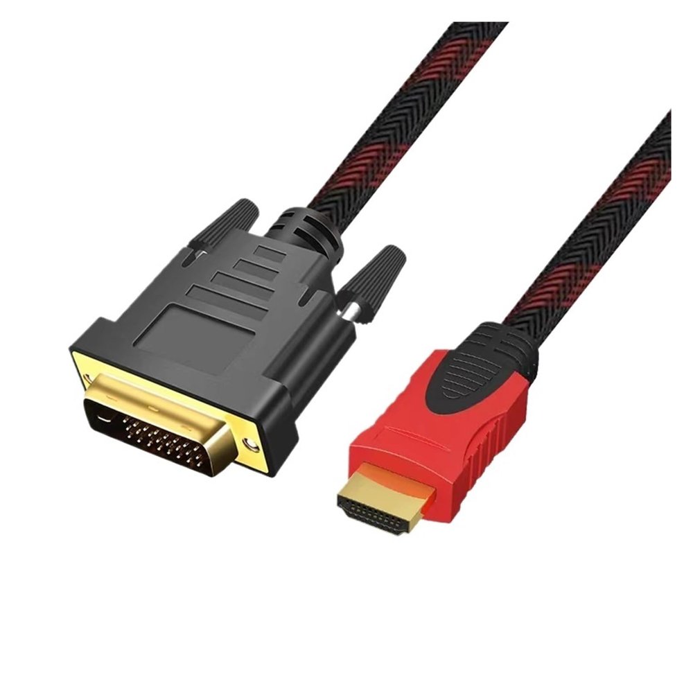 LINGQE HDMI to DVI Adapter Conversion HD Cable 1.5m 300cm 5m 10m Bidirectional Red Black Network 1080P High-Definition M>oni>tor Video Cable(1.5M)