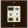 RiteAV Cat7 Coax HDMI Phone Toslink USB-C Wall Plate - 1 Gang Decorative [Brown/Ivory] view 1