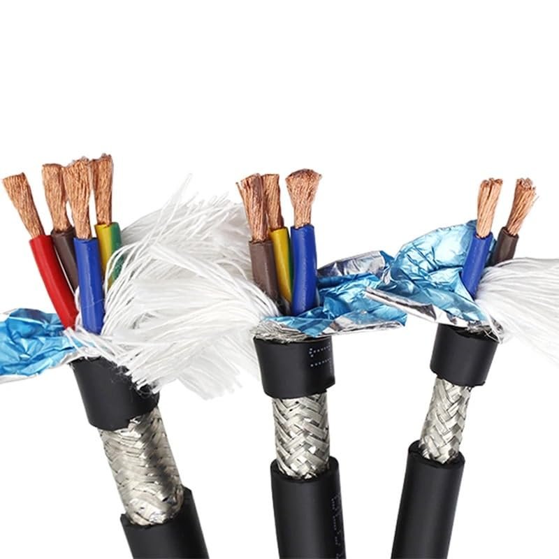 EWAIDI Highly Flexible Shielded Drag Chain Cable TRVVP 2-40 core 26-11AWG Folding Oil-Resistant CNC Machine Tool Signal Control Cable(4 cores,22 AWG 1 Meter)