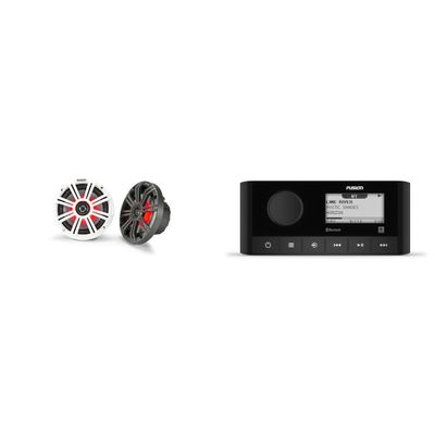 Fusion MS-RA60 Marine Stereo with Wireless Connectivity w/ KM65 6.5-Inch (165mm) Marine Coaxial Speakers with 3/4-Inch Tweeters, LED, 4-Ohm, Charcoal and White Grilles