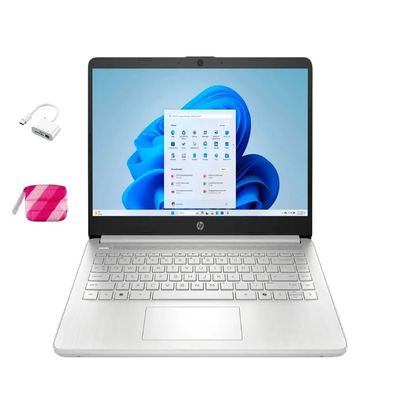 HP 2025 Student Laptop, Intel Processor N150(up to 3.6 GHz), 16G RAM, 256GB Storange (128GB UFS+128GB MSD) 14 Inch LED Screen,1 Year Office 365, Windows 11 Home,Silver,w/BTP Accessories