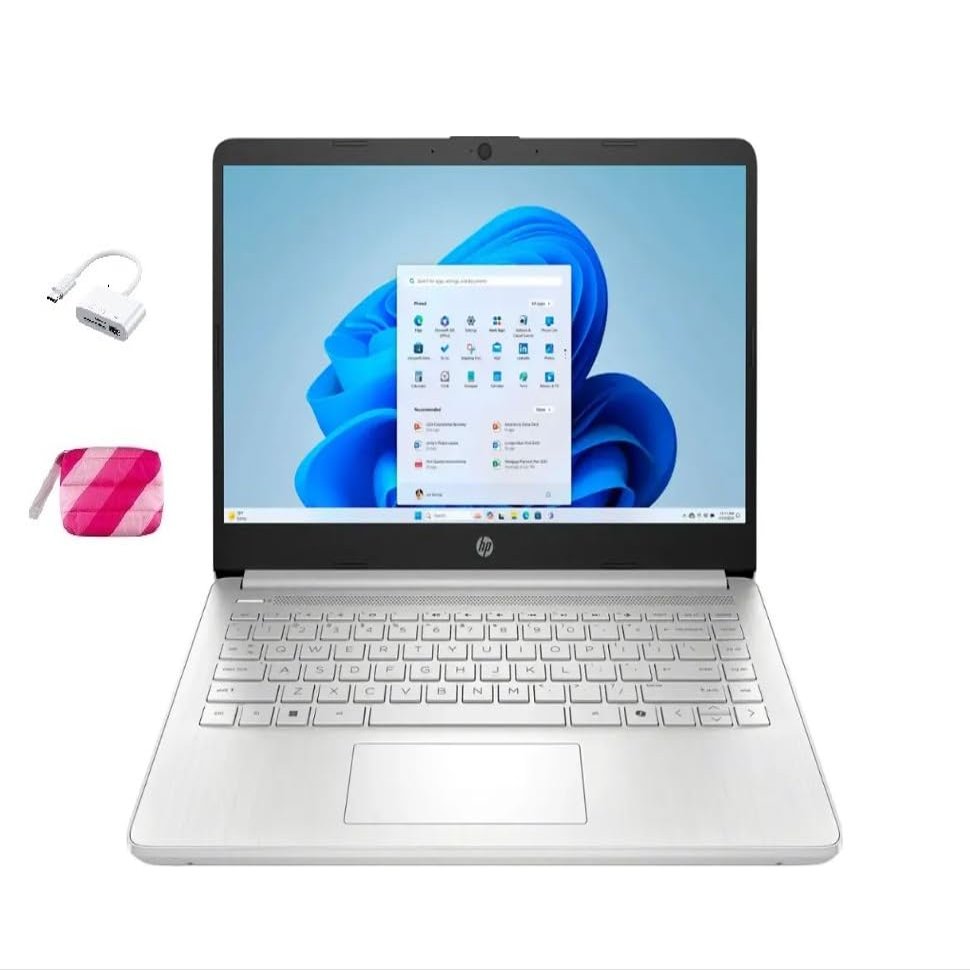 HP 2025 Student Laptop, Intel Processor N150(up to 3.6 GHz), 16G RAM, 256GB Storange (128GB UFS+128GB MSD) 14 Inch LED Screen,1 Year Office 365, Windows 11 Home,Silver,w/BTP Accessories