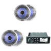 Fusion Entertainment MS-RA70 Marine Entertainment System with Bluetooth w/ (2 Pair) 51KM614FL 6.5-Inch (165mm) Thin-Mount Marine Coaxial Speakers with RGB LED, 4-Ohm, White & Silver Grilles Included view 1